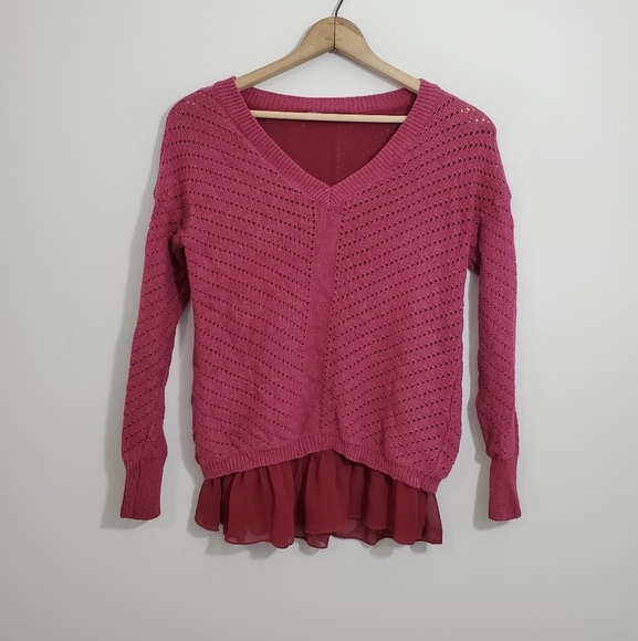 Prana Ellery Magenta Layered Sweater - Picture 1 of 3